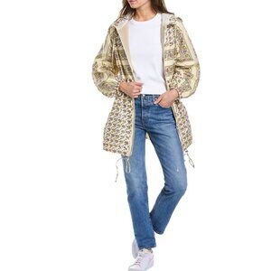 TORY BURCH DITSY FLORAL COATED POPLIN FULL ZIP HOODED ANORAK WINDBREAKER JACKET